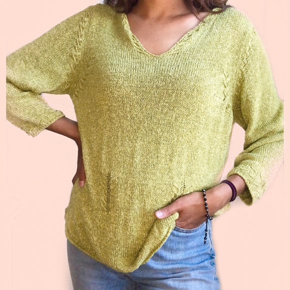 LIME GREEN KNIT SWEATER - Picture 2 of 4